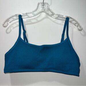 Aerie Teal Ribbed Scoop Bathing Suit Top